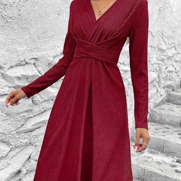 Criss Cross Solid Dress - Picture 4 of 5